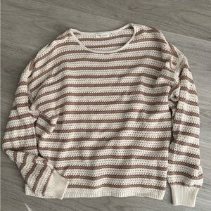 Blu Pepper Cream and Brown Striped Sweater